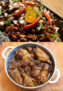 spicy pork sisig and chicken adobo